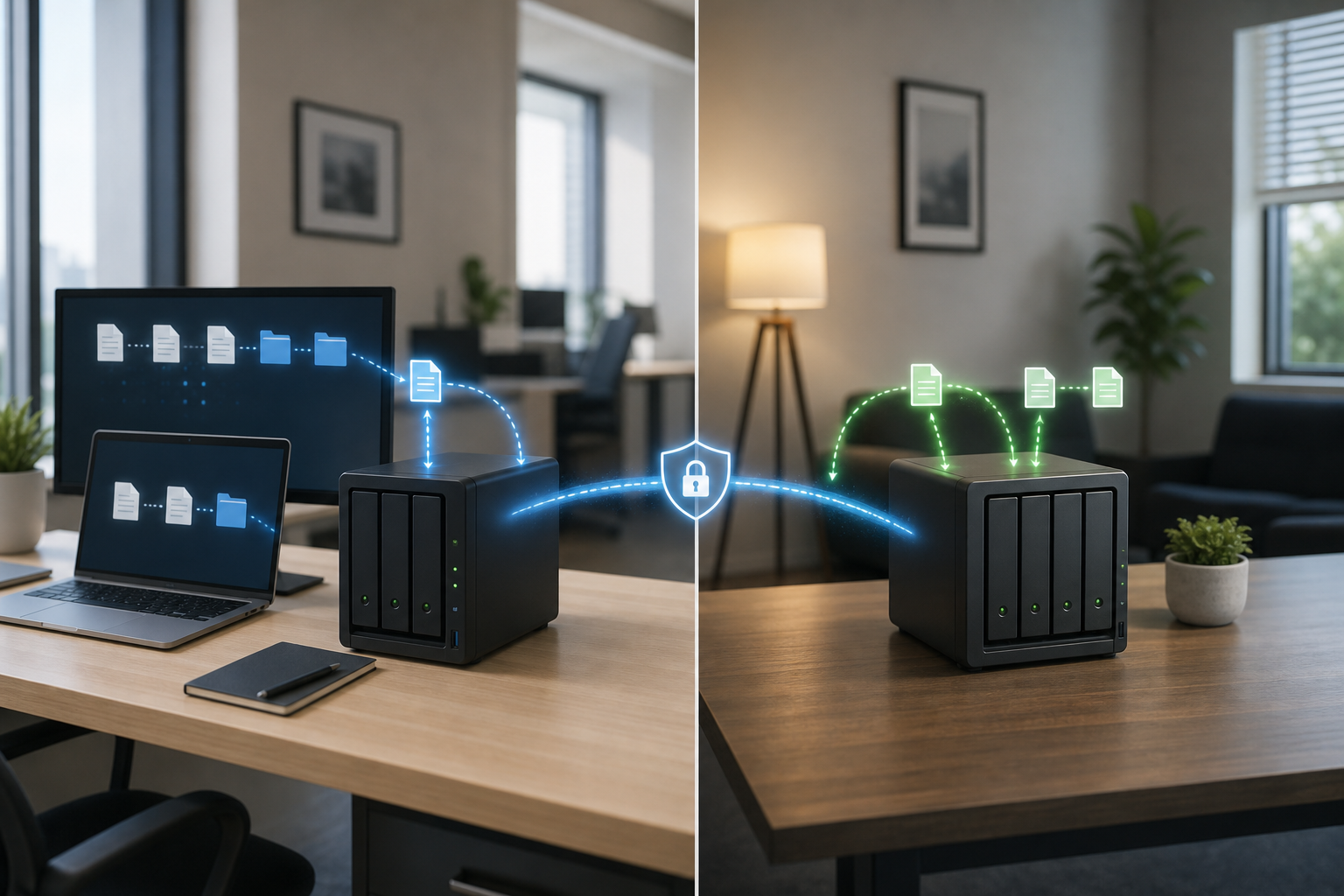 Workstations backing up to local and second-location NAS devices